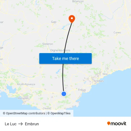 Le Luc to Embrun map
