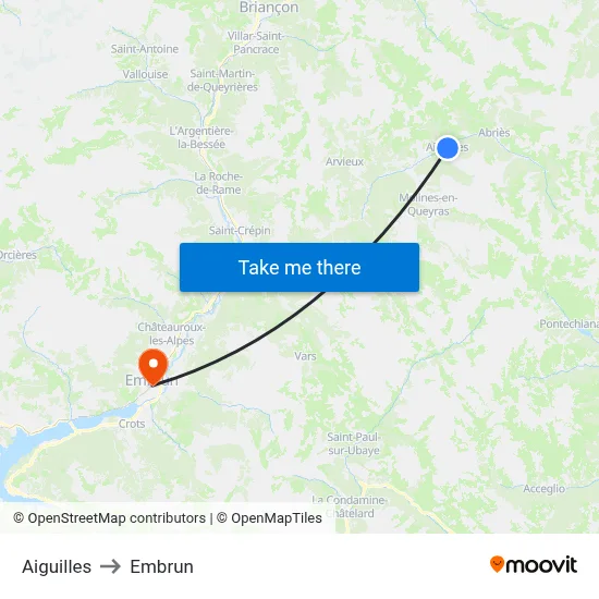 Aiguilles to Embrun map