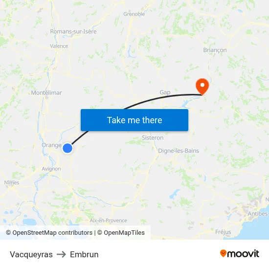 Vacqueyras to Embrun map