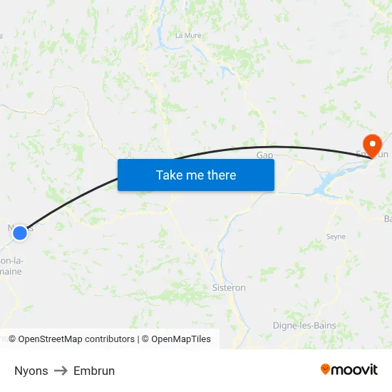Nyons to Embrun map