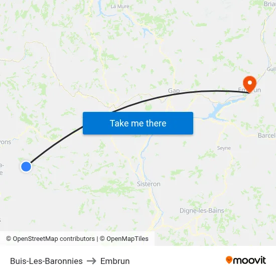 Buis-Les-Baronnies to Embrun map