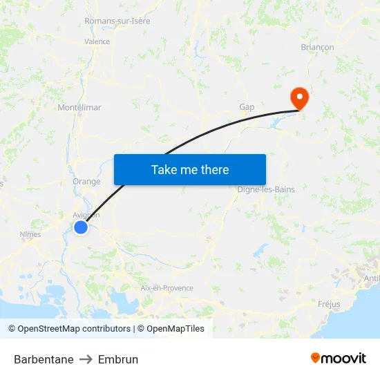 Barbentane to Embrun map