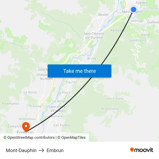 Mont-Dauphin to Embrun map