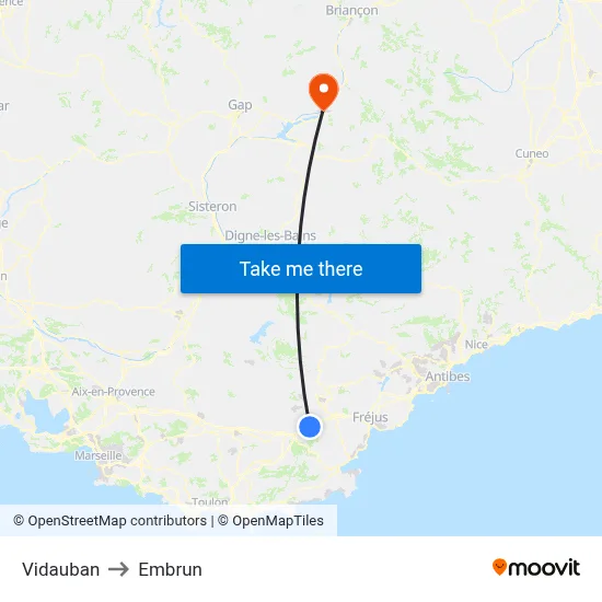Vidauban to Embrun map