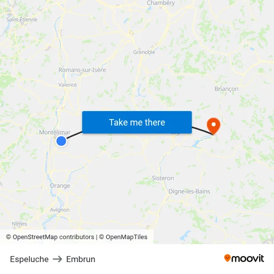 Espeluche to Embrun map