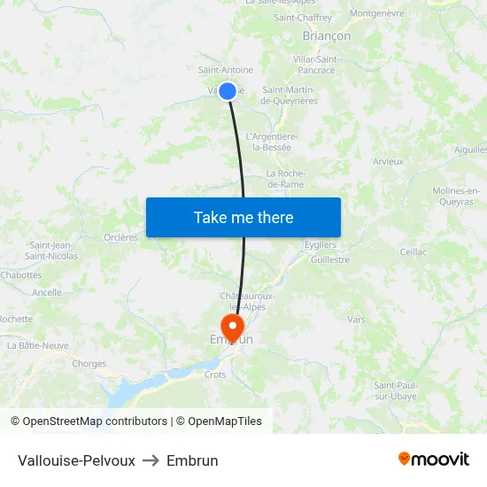Vallouise-Pelvoux to Embrun map