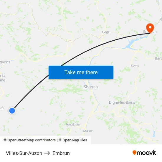 Villes-Sur-Auzon to Embrun map