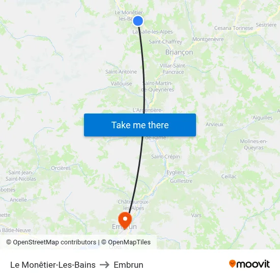 Le Monêtier-Les-Bains to Embrun map