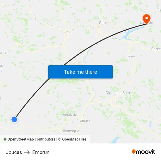Joucas to Embrun map