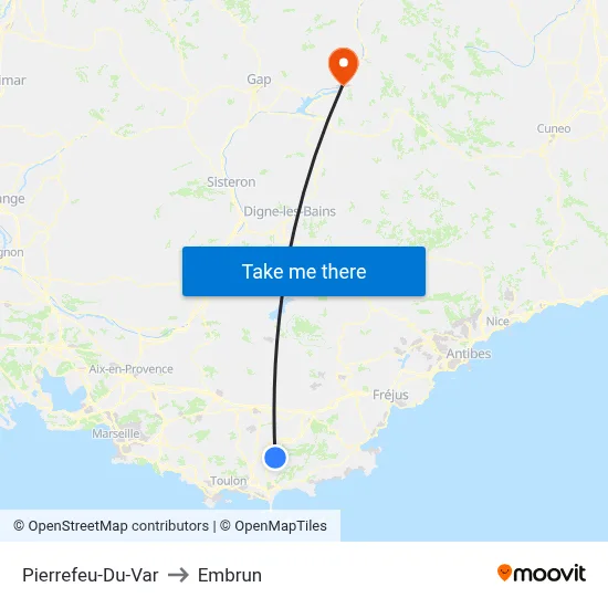 Pierrefeu-Du-Var to Embrun map
