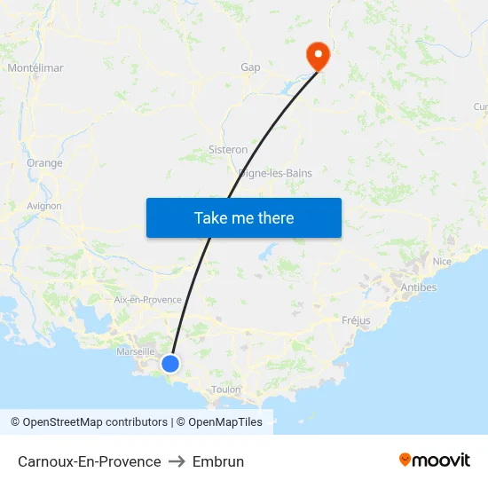Carnoux-En-Provence to Embrun map