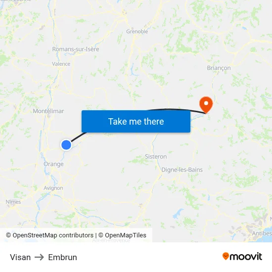 Visan to Embrun map