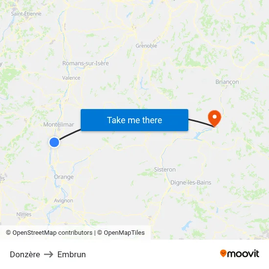 Donzère to Embrun map