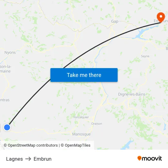 Lagnes to Embrun map