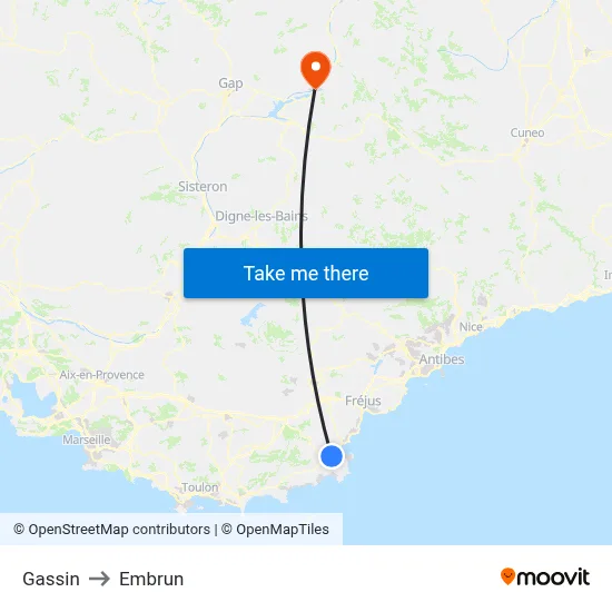 Gassin to Embrun map