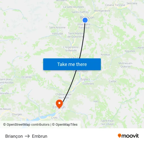 Briançon to Embrun map