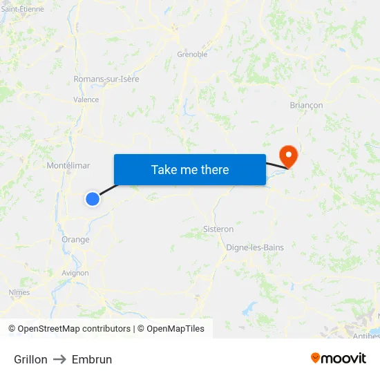 Grillon to Embrun map