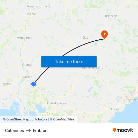 Cabannes to Embrun map