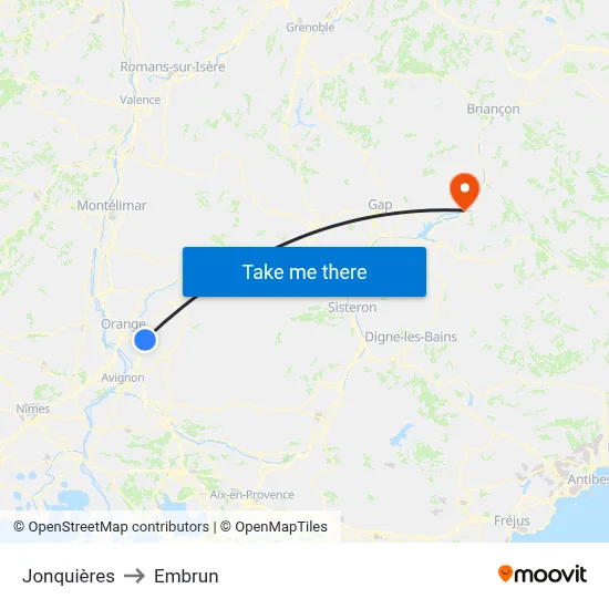 Jonquières to Embrun map