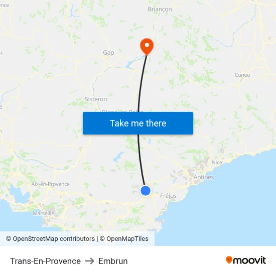 Trans-En-Provence to Embrun map