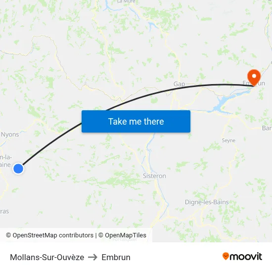 Mollans-Sur-Ouvèze to Embrun map