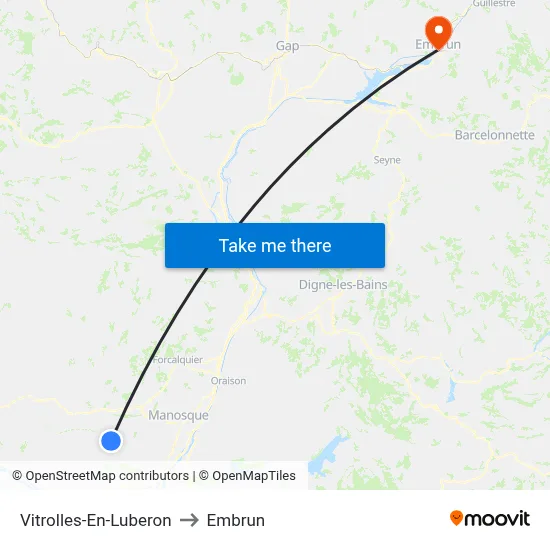 Vitrolles-En-Luberon to Embrun map