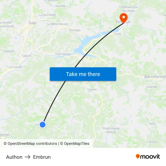 Authon to Embrun map