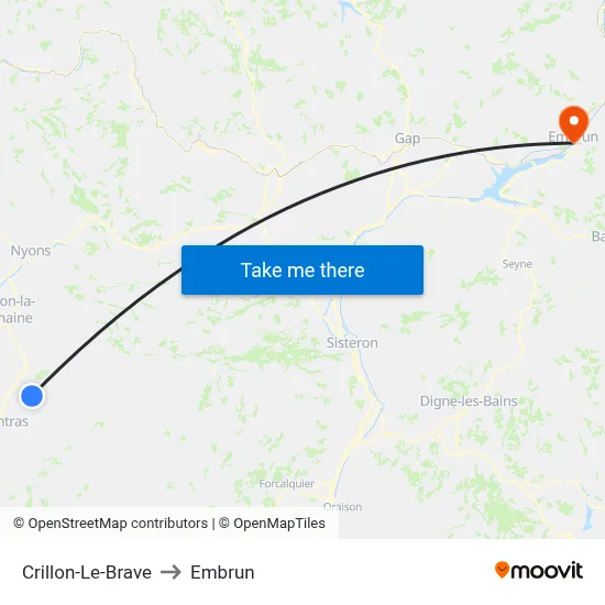 Crillon-Le-Brave to Embrun map