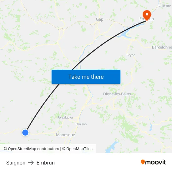 Saignon to Embrun map