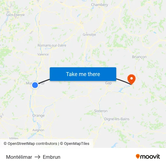 Montélimar to Embrun map