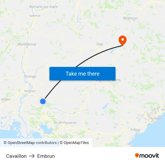 Cavaillon to Embrun map