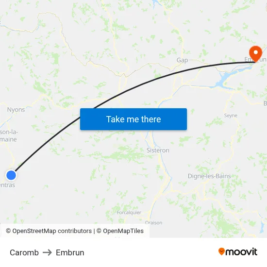 Caromb to Embrun map