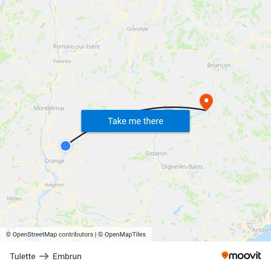 Tulette to Embrun map
