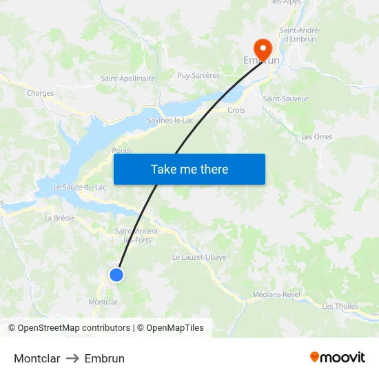 Montclar to Embrun map