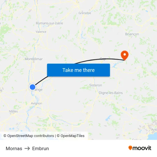 Mornas to Embrun map