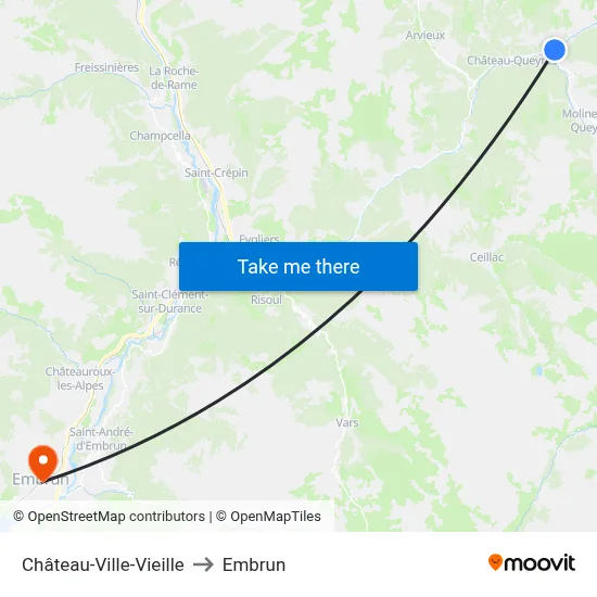 Château-Ville-Vieille to Embrun map