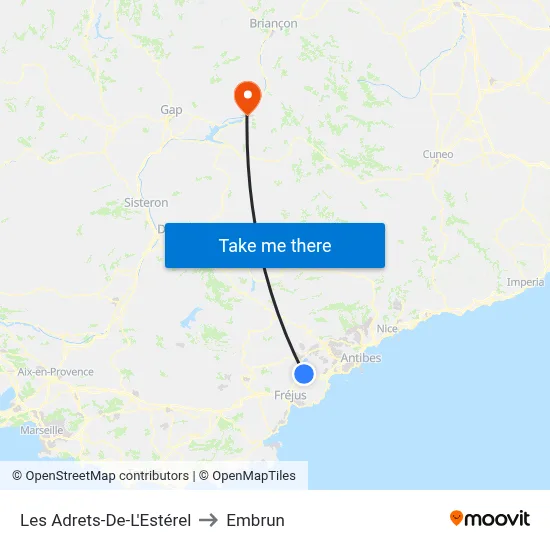 Les Adrets-De-L'Estérel to Embrun map