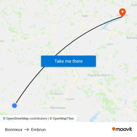 Bonnieux to Embrun map