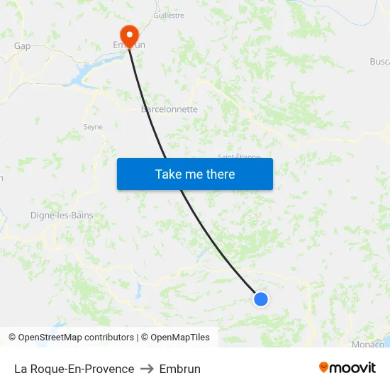 La Roque-En-Provence to Embrun map