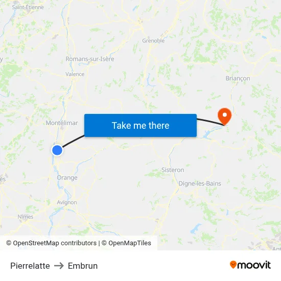 Pierrelatte to Embrun map