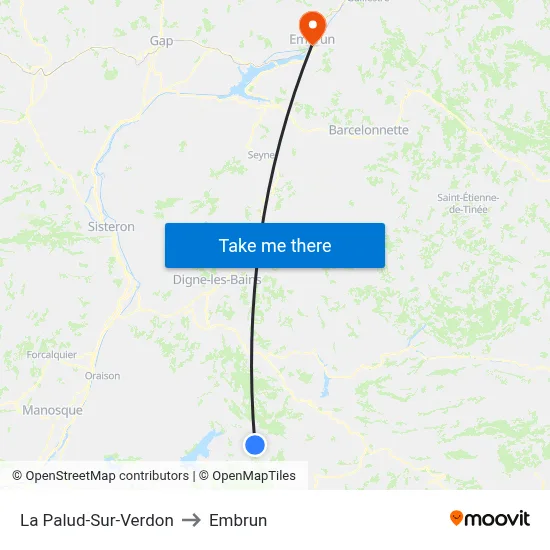 La Palud-Sur-Verdon to Embrun map