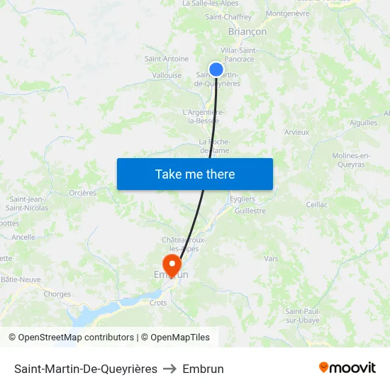 Saint-Martin-De-Queyrières to Embrun map