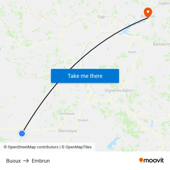 Buoux to Embrun map