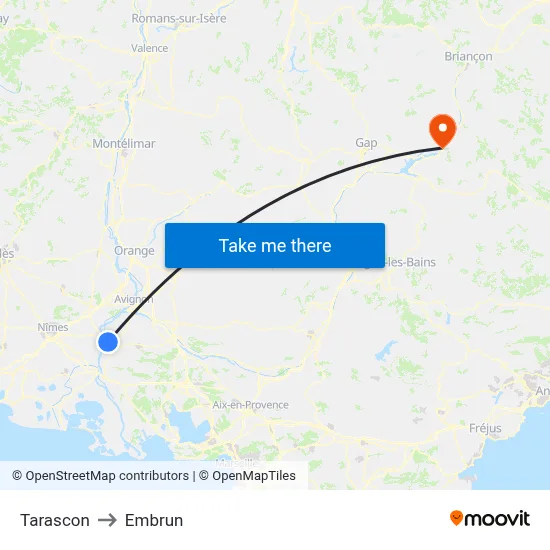 Tarascon to Embrun map