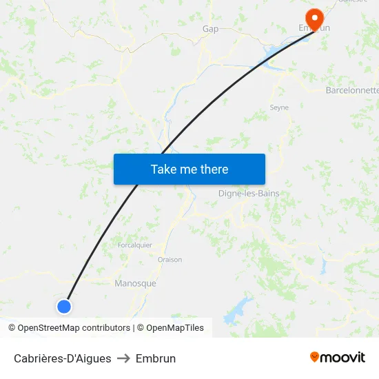 Cabrières-D'Aigues to Embrun map