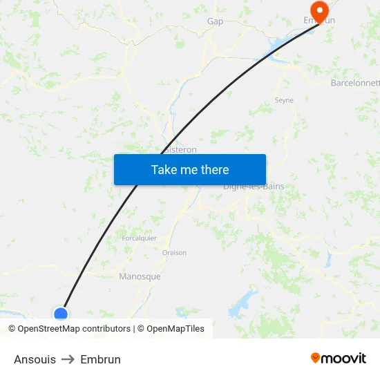 Ansouis to Embrun map