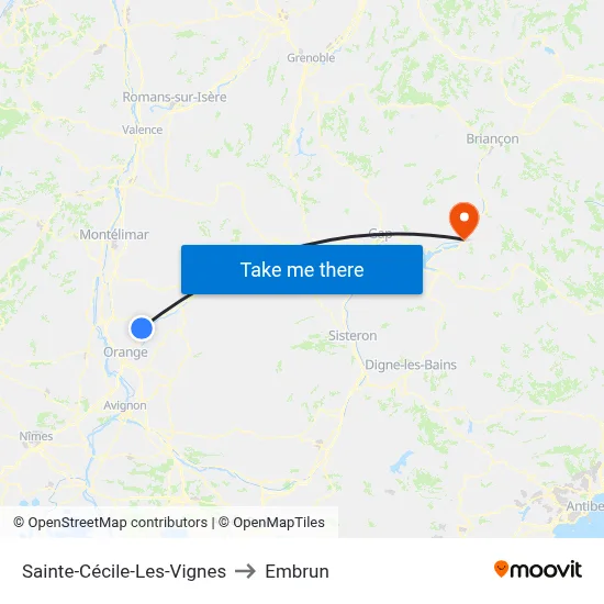 Sainte-Cécile-Les-Vignes to Embrun map