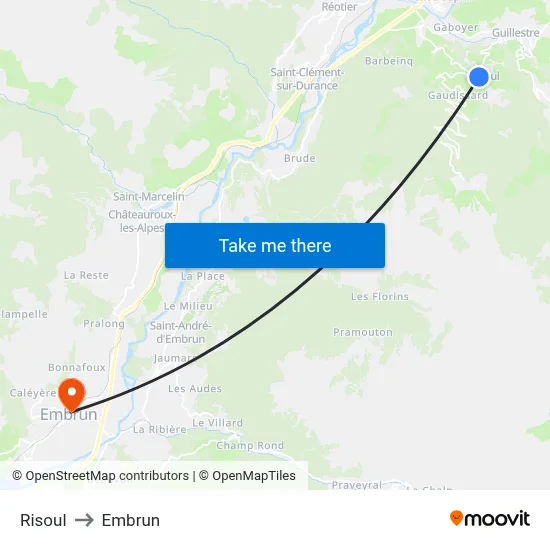 Risoul to Embrun map
