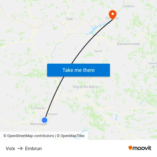 Volx to Embrun map