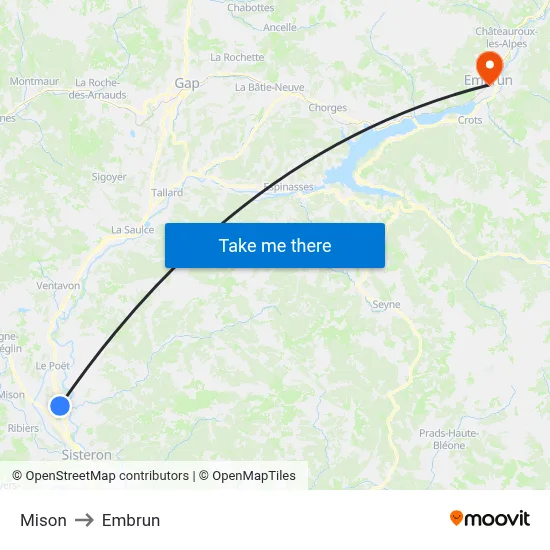 Mison to Embrun map
